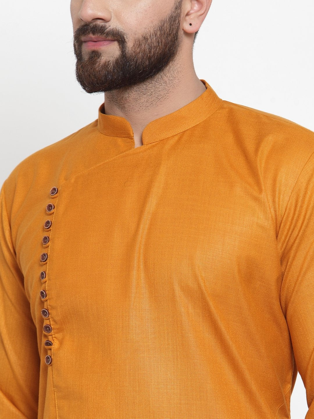Jompers Men Mustard Solid Kurta Only