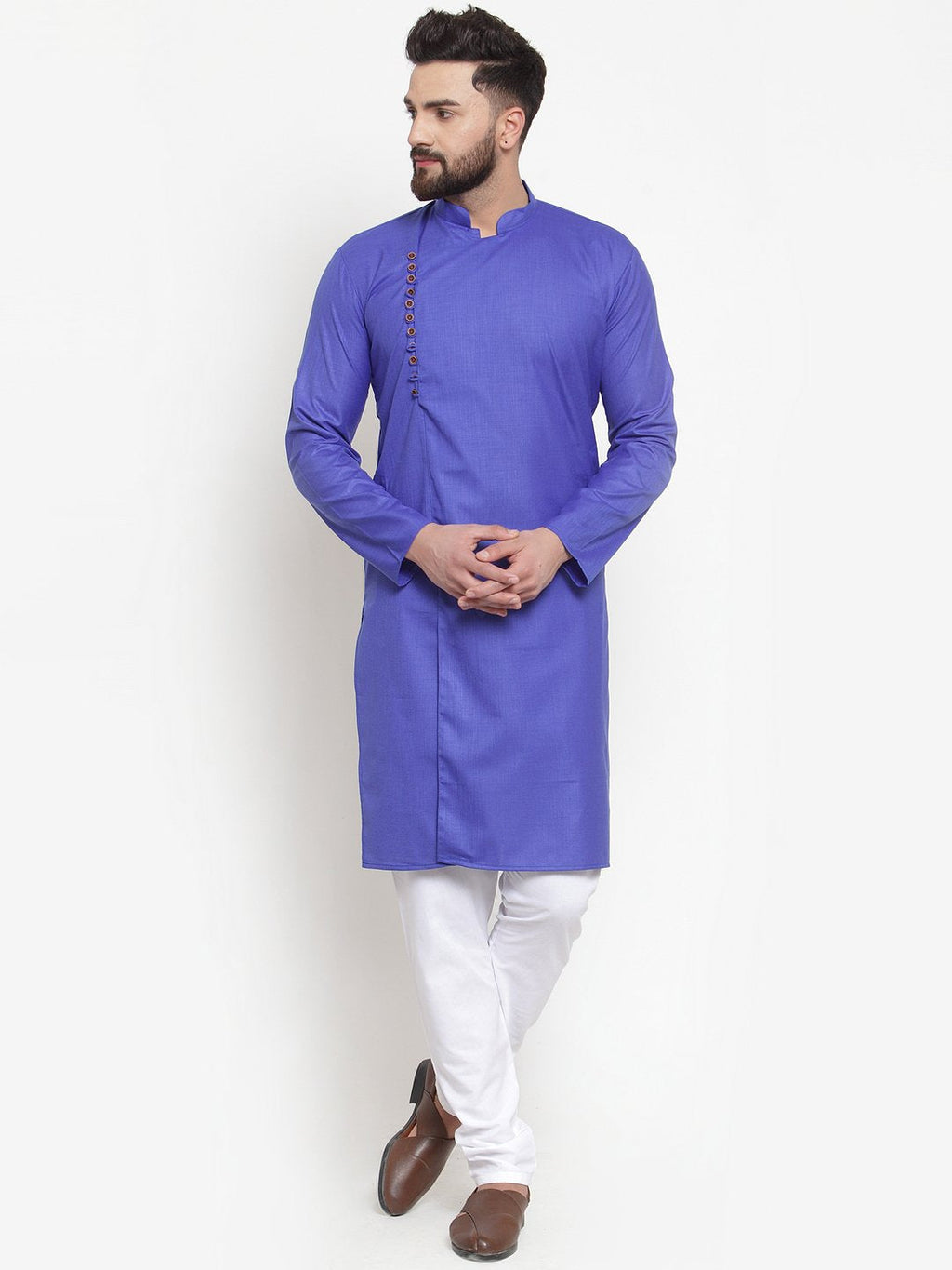 Jompers Men Royal-Blue Solid Kurta with Churidar