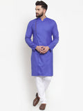 Jompers Men Royal-Blue Solid Kurta with Churidar