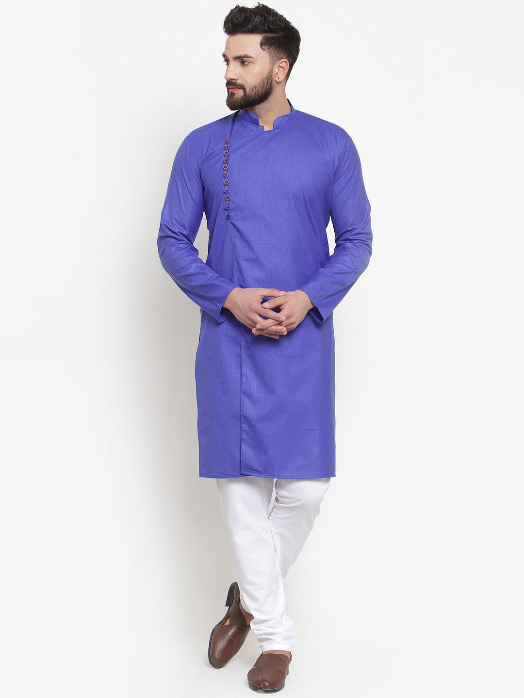 Jompers Men Royal-Blue Solid Kurta with Churidar