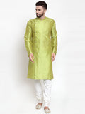 Jompers Men Light-Green & Golden Self Design Kurta with Churidar
