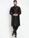 Jompers Men's Black Solid Kurta with Churidar