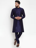 Jompers Men NavyBlue Solid Kurta with Churidar