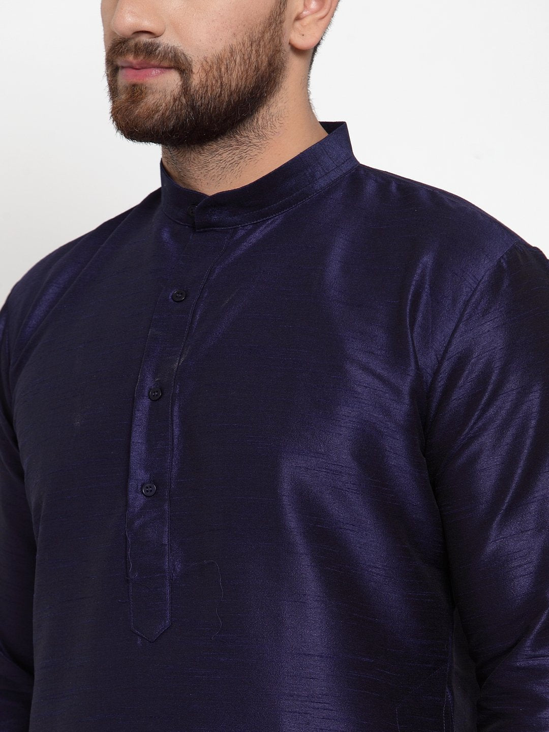 Jompers Men NavyBlue Solid Kurta with Churidar