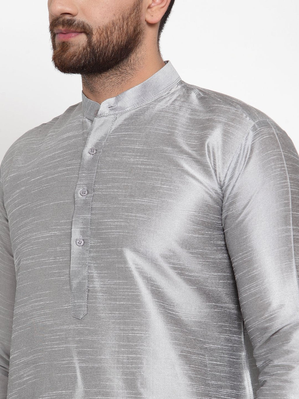 Jompers Men Silver Solid Kurta with Churidar