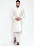 Jompers Men White Solid Long Sleeves Kurta with Churidar