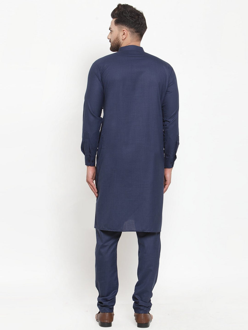 Jompers Men Navy-Blue Solid Kurta Only