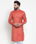 Jompers Men Self Design Orange Kurta Only