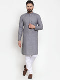 Jompers Men Grey Self-design Kurta with Churidar