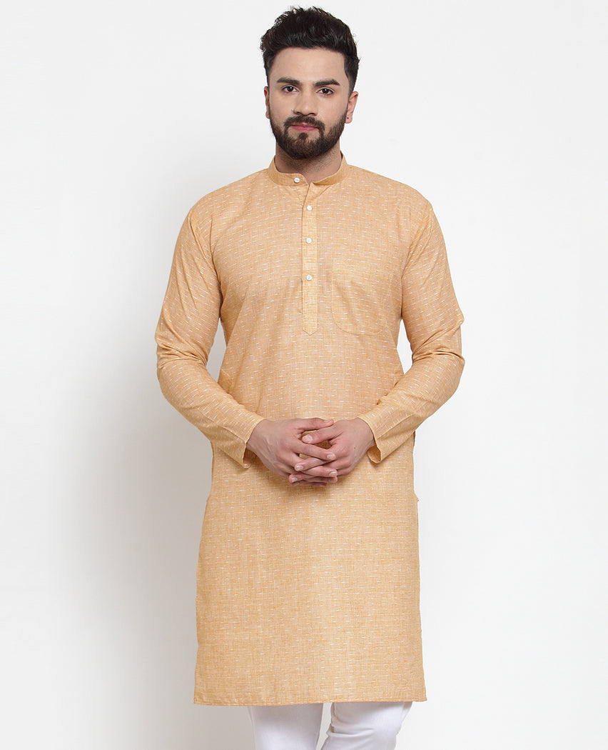 Jompers Men Orange Self-design Kurta Only