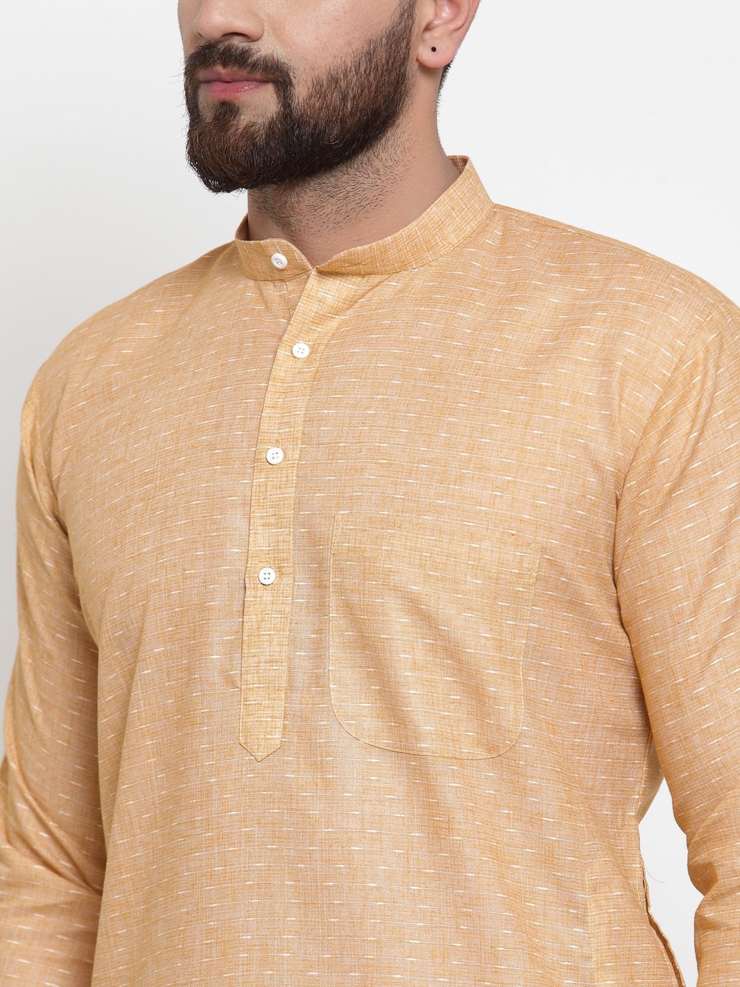 Jompers Men Orange Self-design Kurta Only
