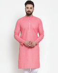 Jompers Men Pink Self-design Kurta Only