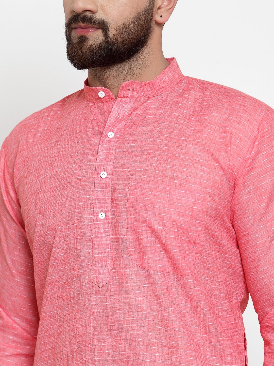 Jompers Men Pink Self-design Kurta Only