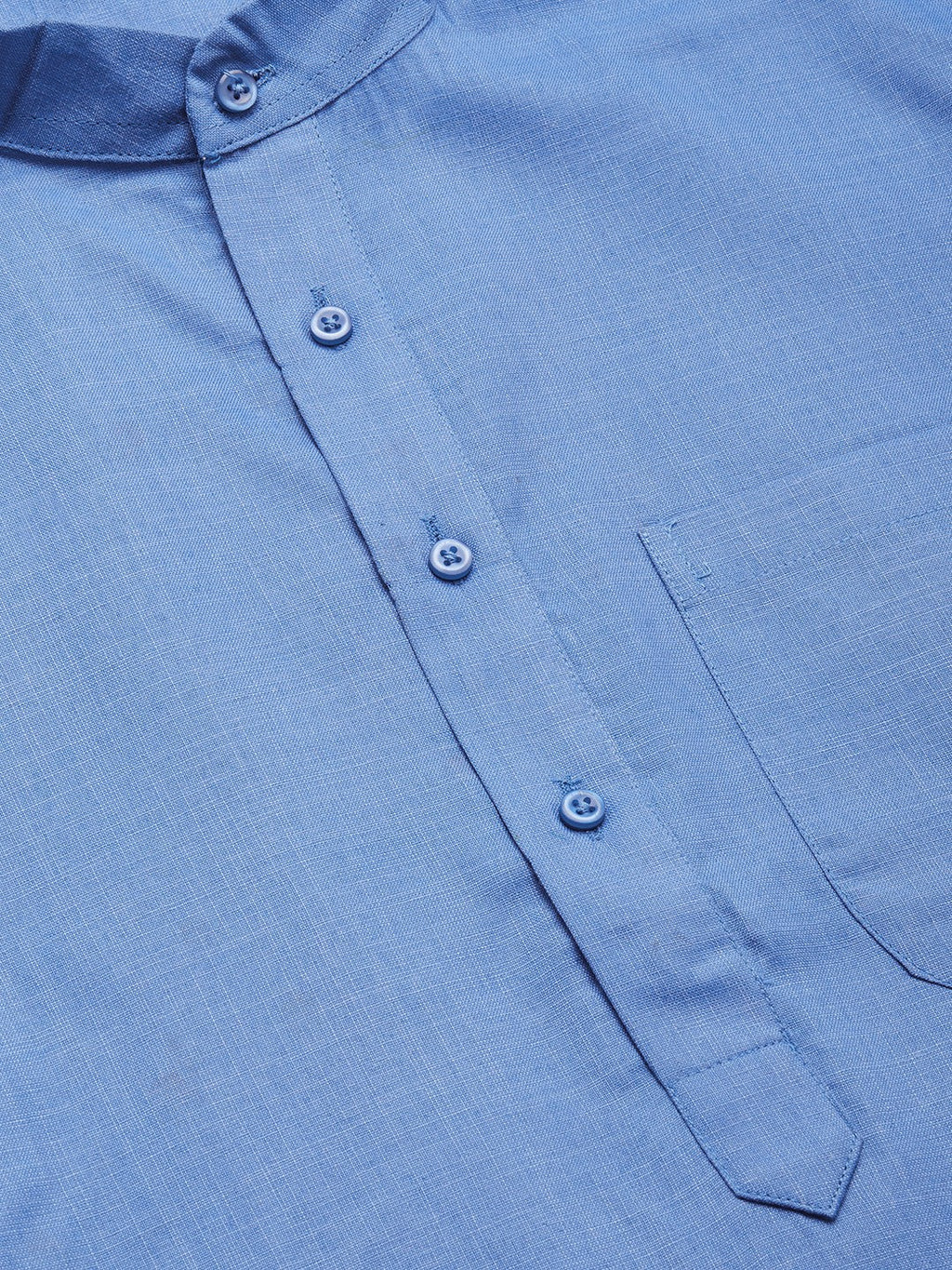 Jompers Men's Beautiful Blue Cotton Solid Kurta Pyjama