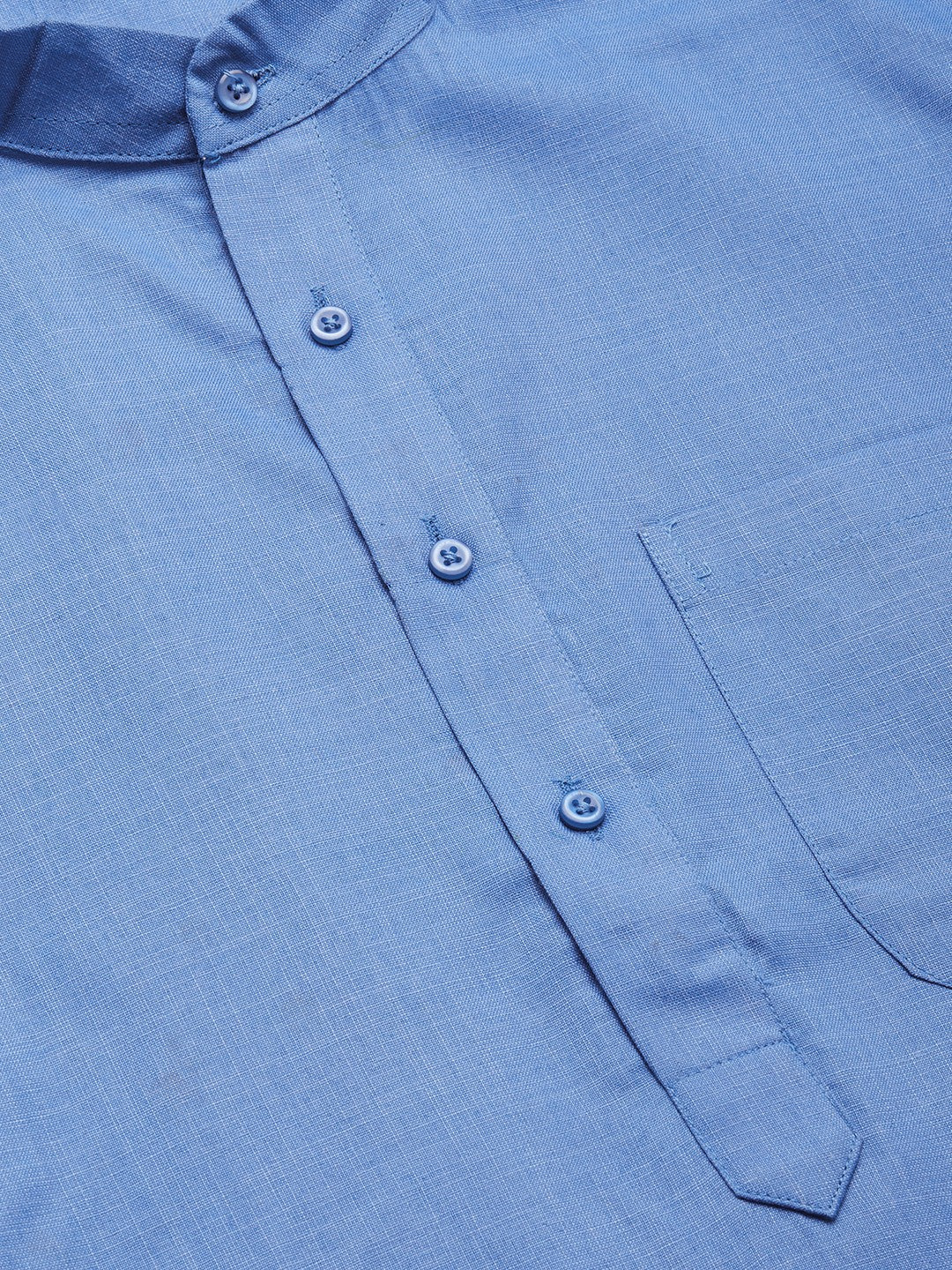 Jompers Men's Beautiful Blue Cotton Solid Kurta Pyjama