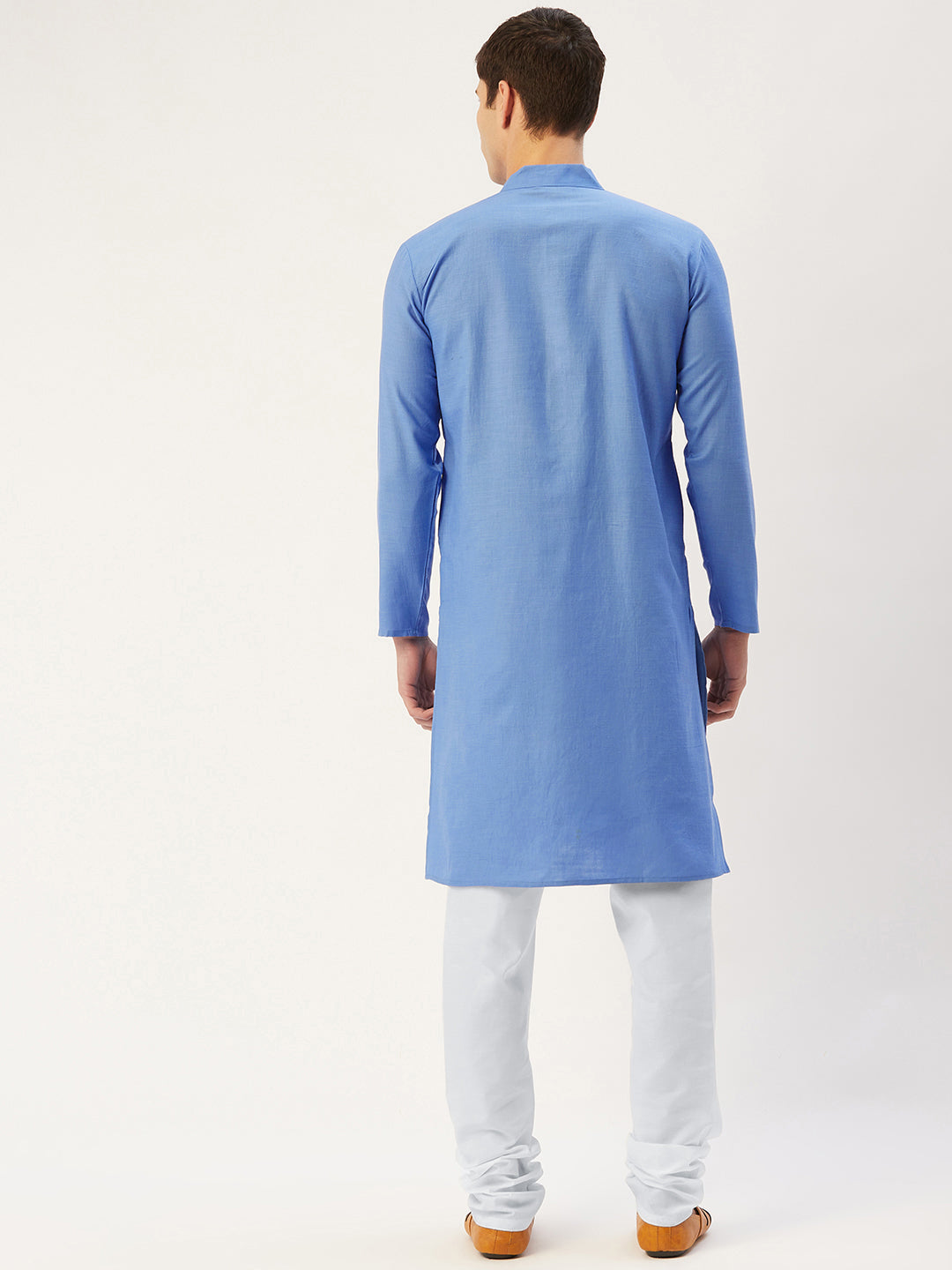 Jompers Men's Blue Cotton Solid Kurta Only