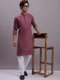 Jompers Men's Solid Cotton Kurta With Pyjamas - Magenta