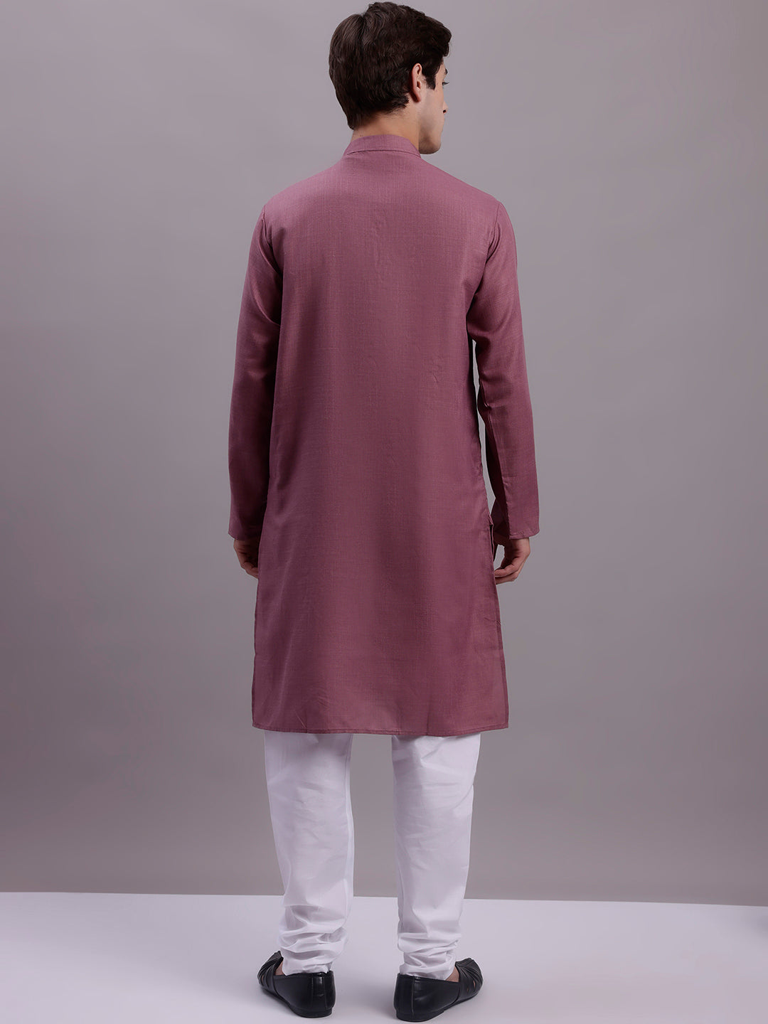Jompers Men's Solid Cotton Kurta With Pyjamas - Magenta