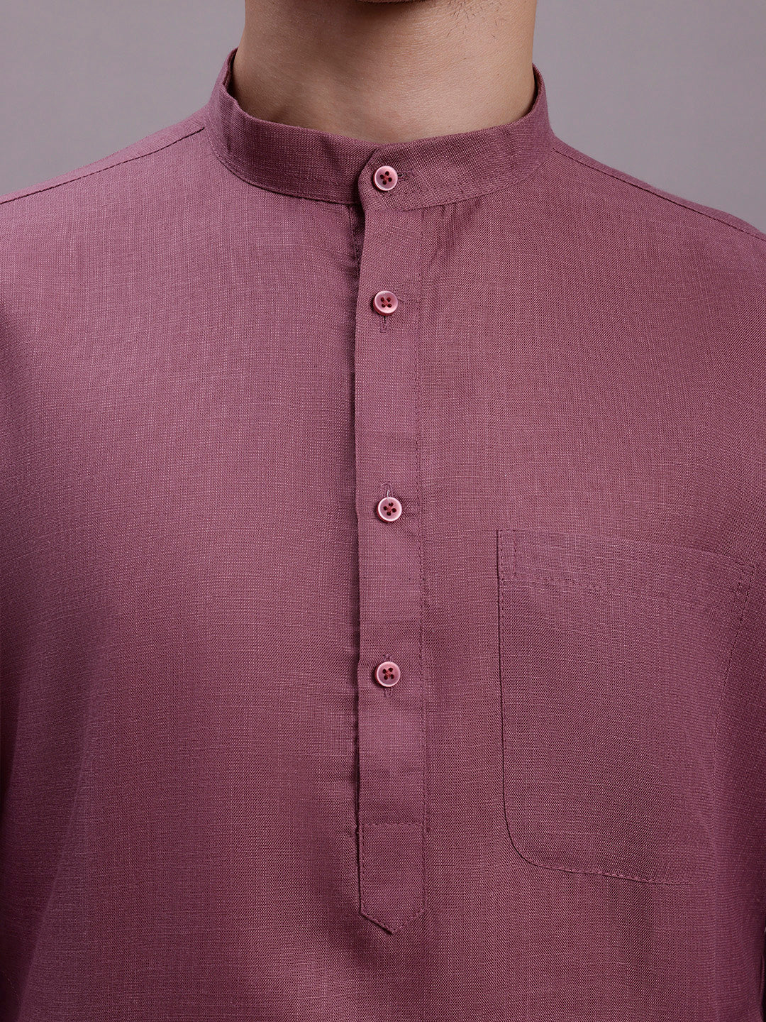 Jompers Men's Solid Cotton Kurta With Pyjamas - Magenta