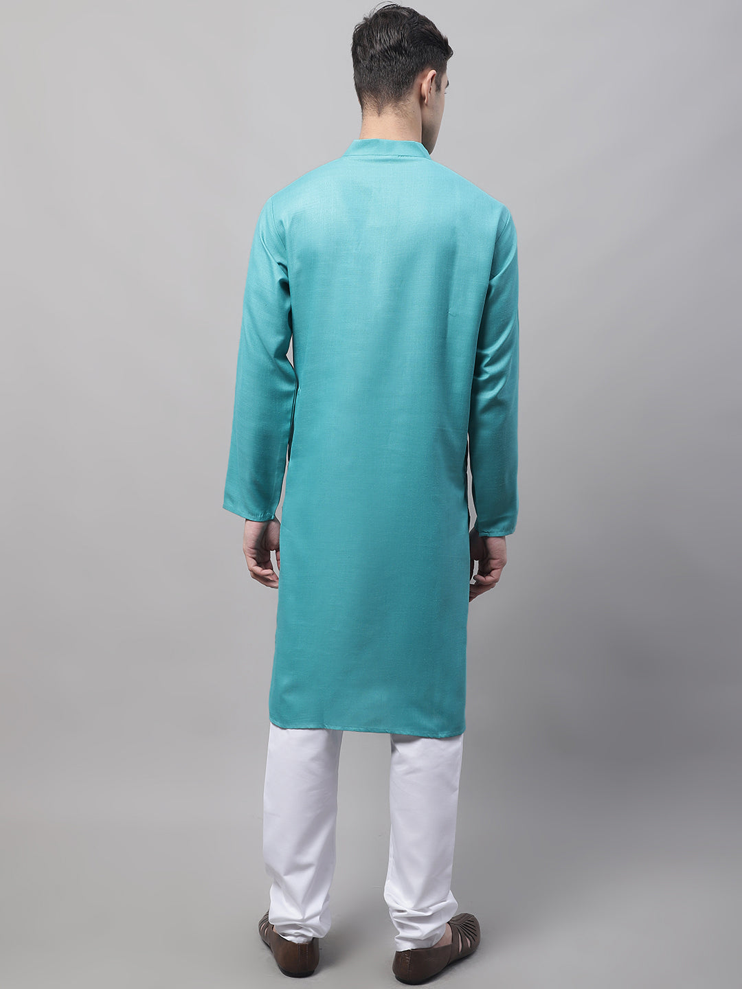 Jompers Men's Cotton Solid Kurta Payjama Sets - Rama