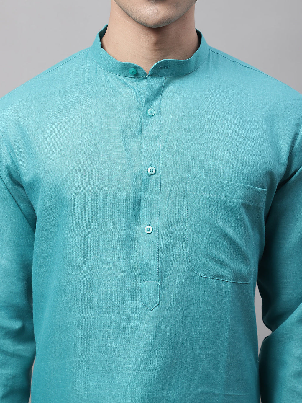 Jompers Men's Cotton Solid Kurta Payjama Sets - Rama