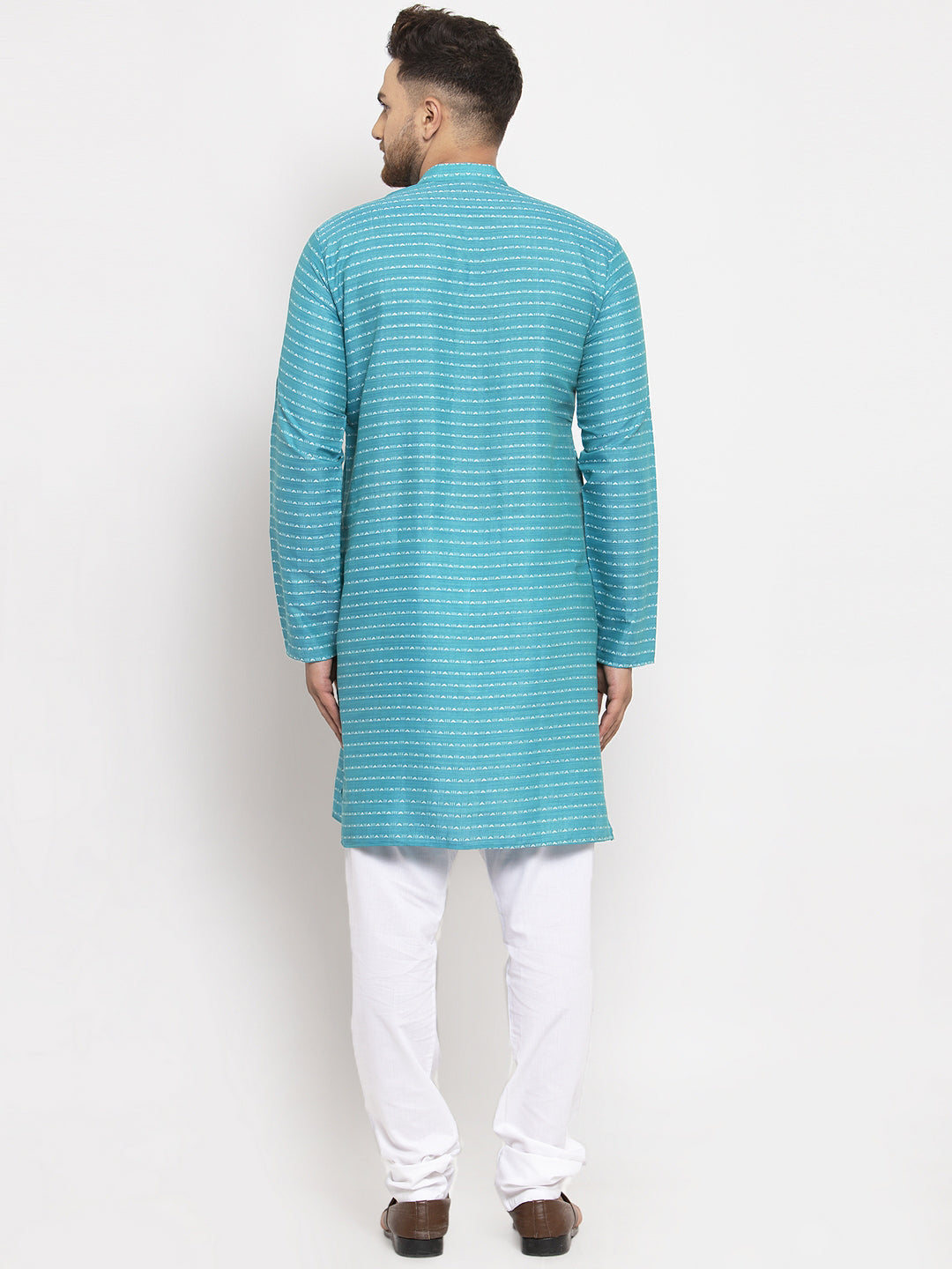 Jompers Men's Blue Printed Blue Kurta Only
