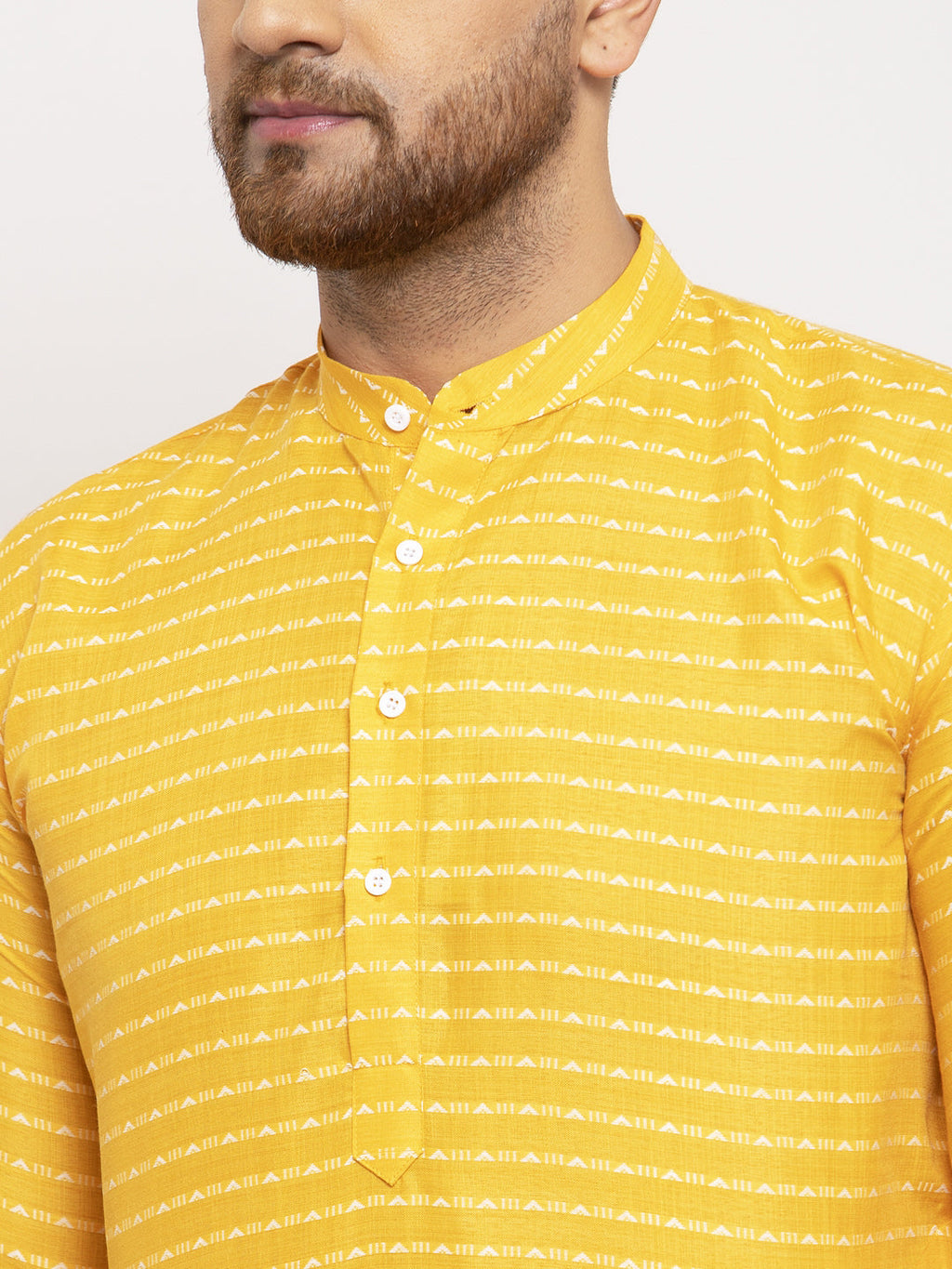 Jompers Men Yellow Woven Design Straight Kurta with Churidar