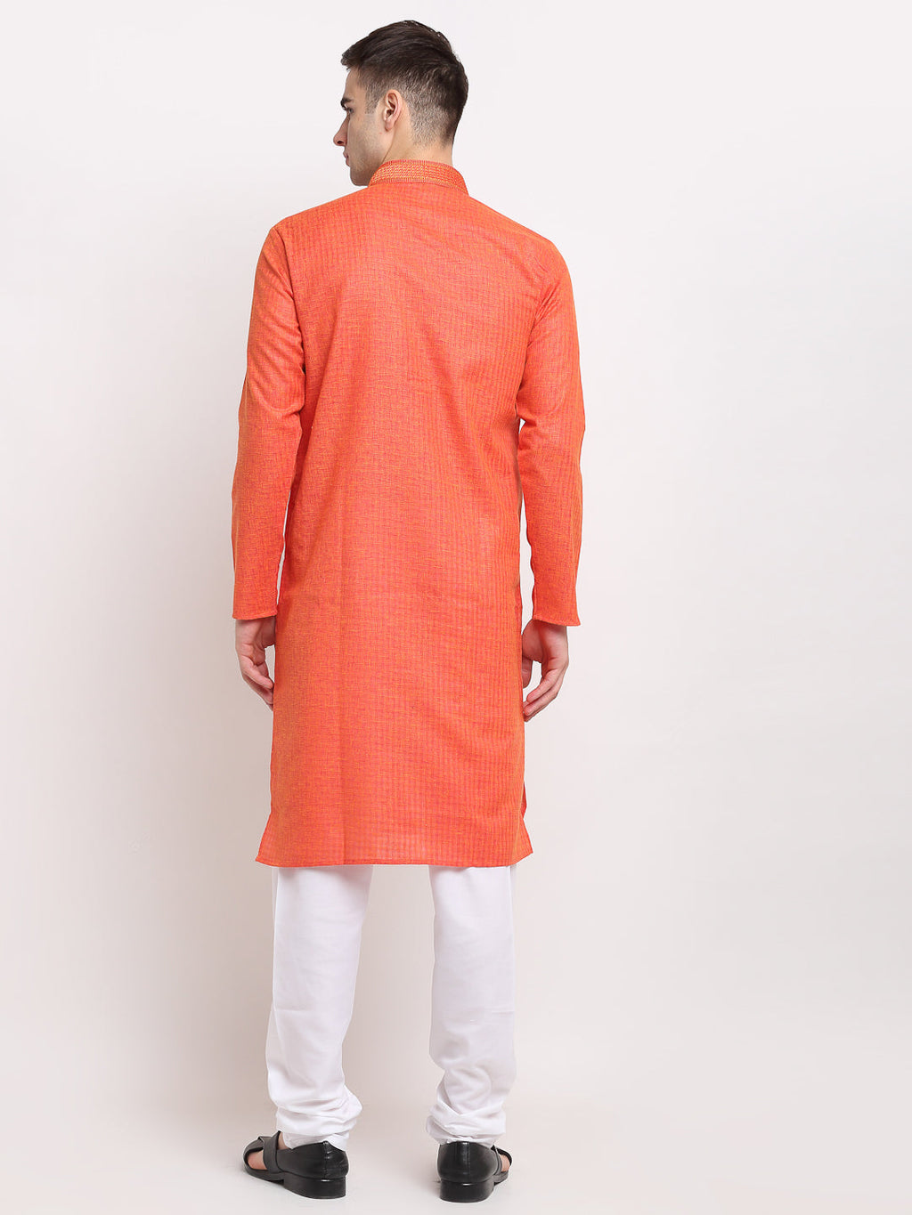 Jompers Men's D-Orange Woven Kurta Only