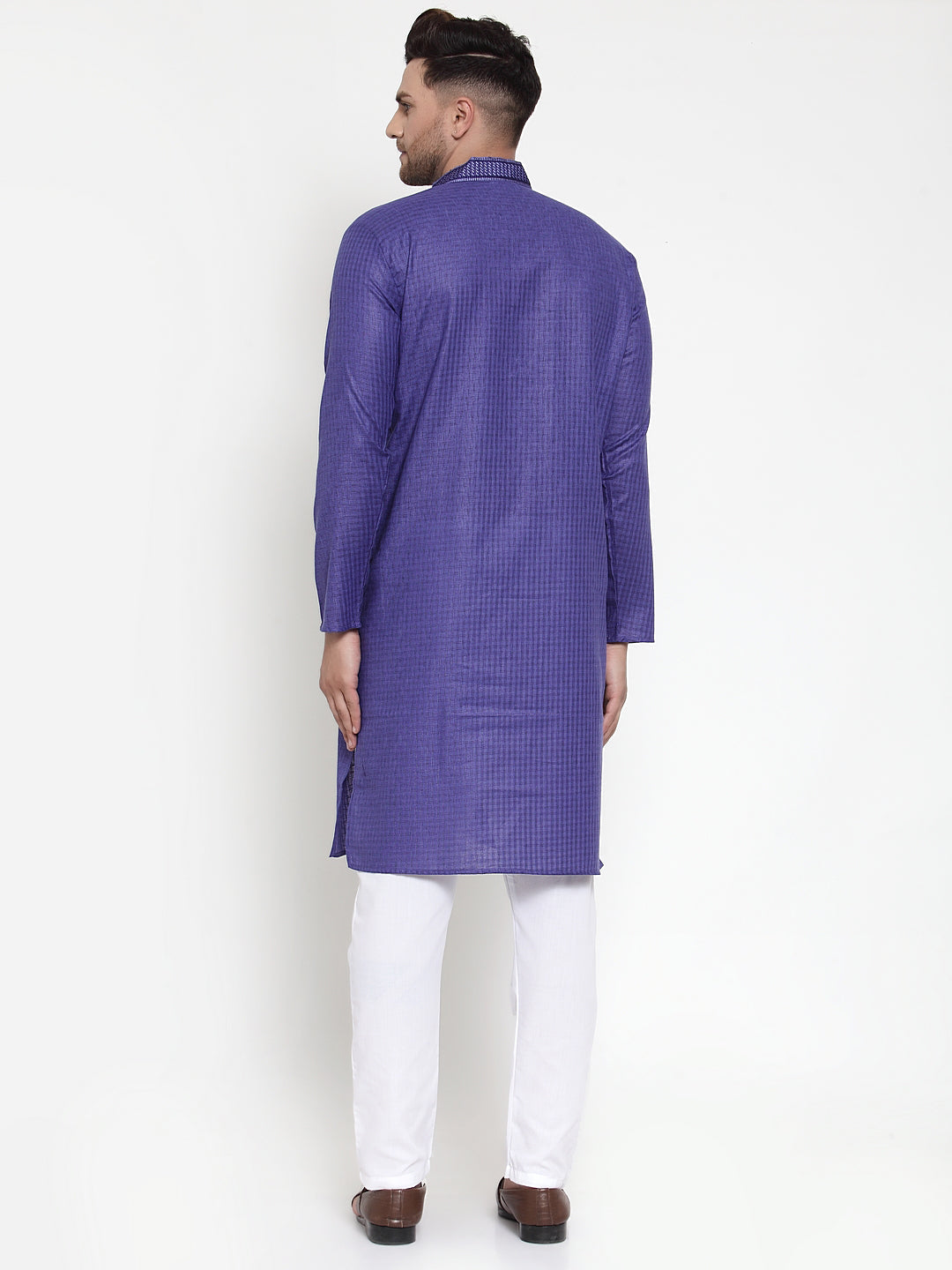 Jompers Men's Beautiful Purple Woven Kurta Only