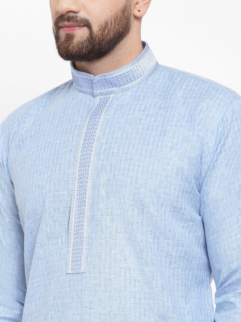 Jompers Men Blue & White Embroidered Kurta with Chudidar