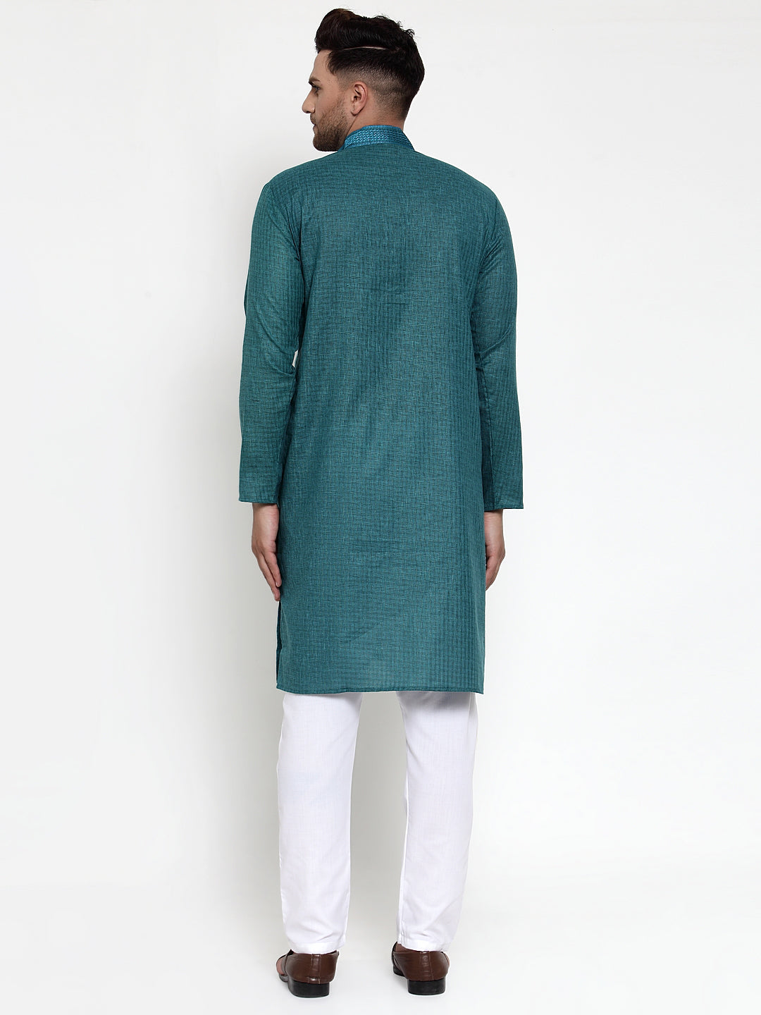 Jompers Men's Teal Woven Kurta Only