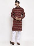 Jompers Men Brown Woven Design Kurta with Pyjamas