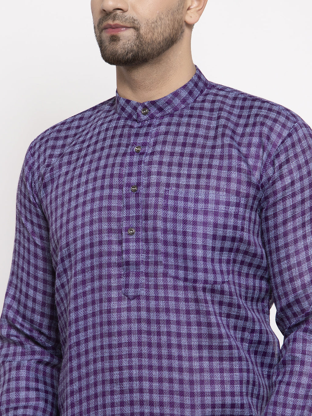 Jompers Men's Purple Woven Kurta Only
