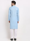 Jompers Men's Woven Kurta Payjama Sets - Sky Blue