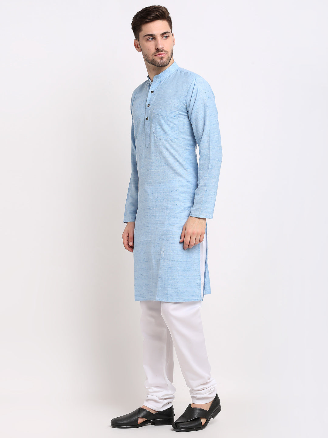 Jompers Men's Woven Kurta Payjama Sets - Sky Blue