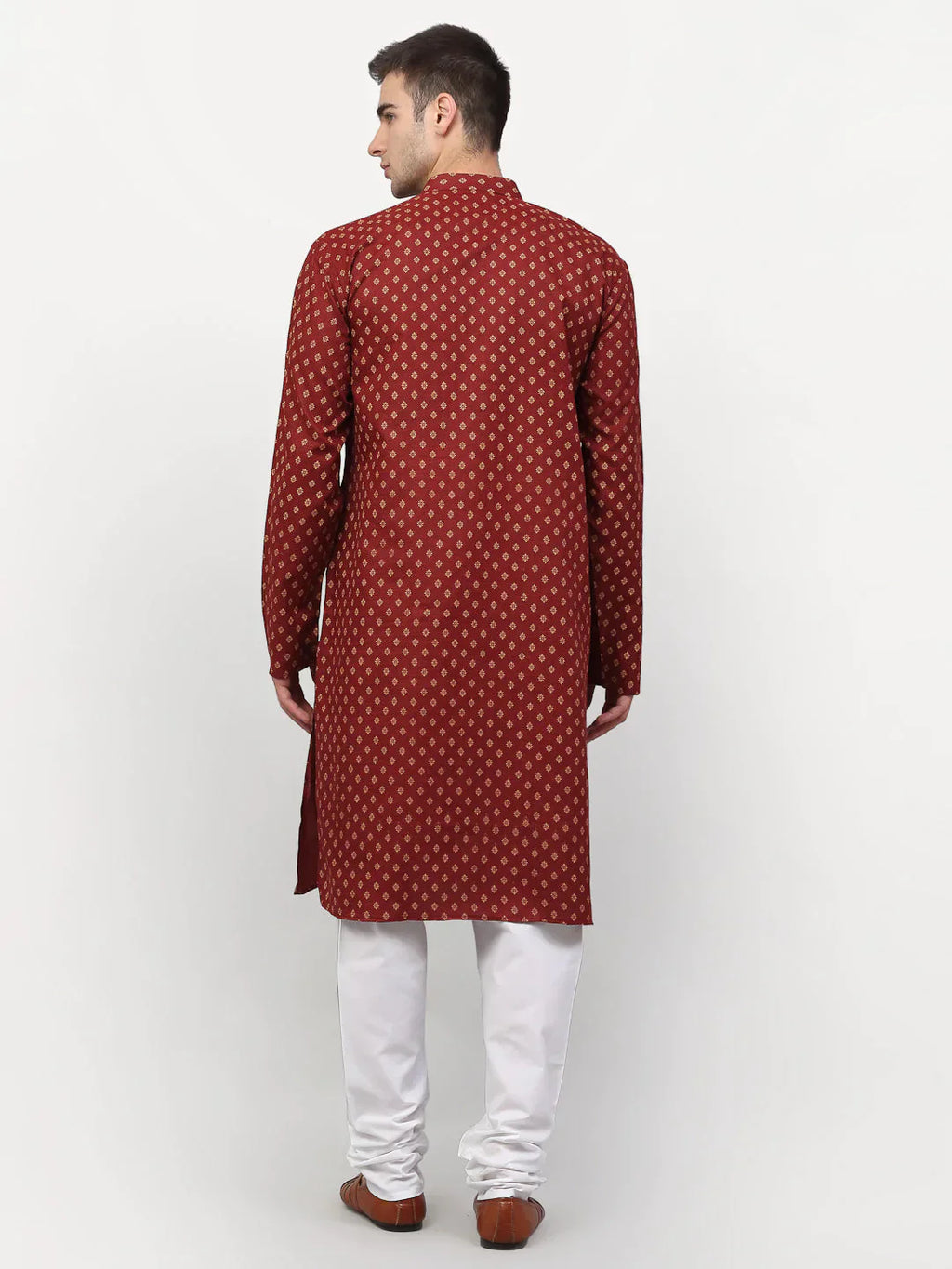 Jompers Men's Maroon Printed Kurta Payjama Sets