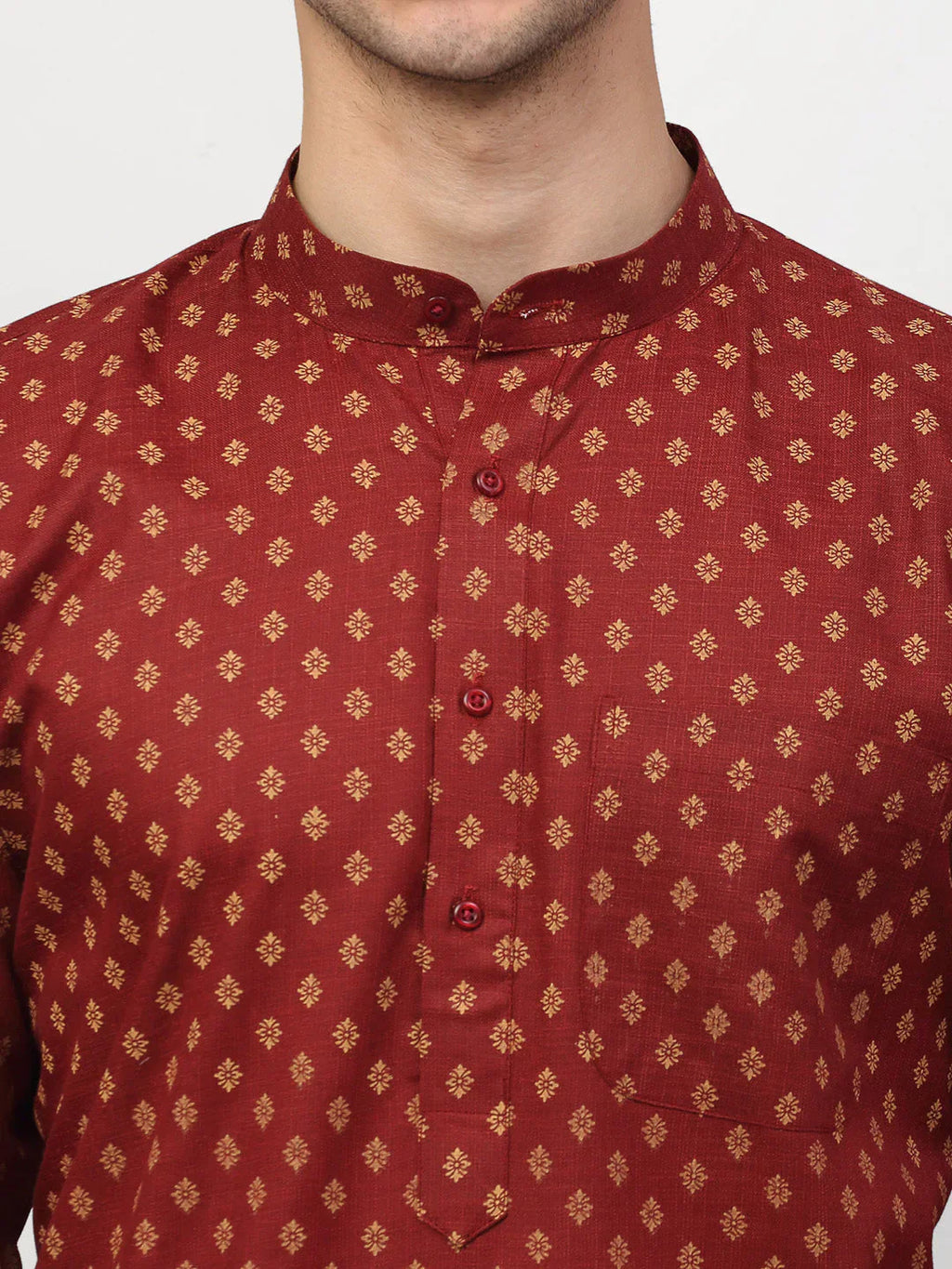 Jompers Men's Maroon Printed Kurta Payjama Sets
