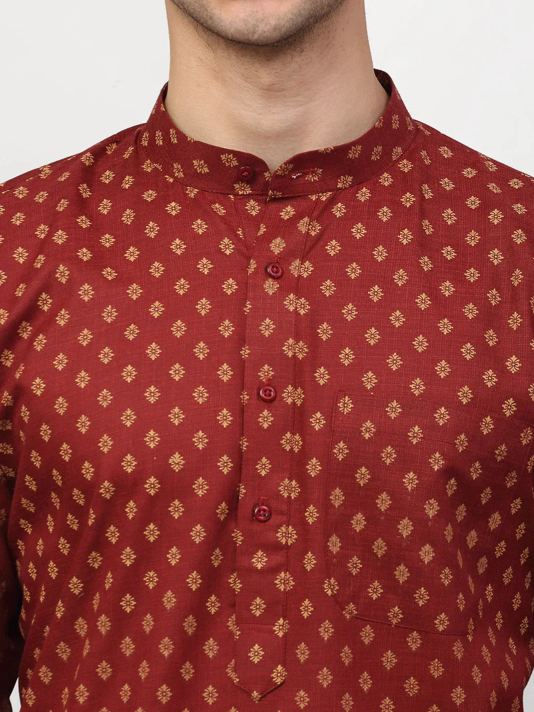 Jompers Men's Maroon Printed Kurta Payjama Sets