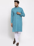 Jompers Men Sky Blue Printed Kurta with Pyjamas