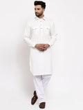 Jompers Men Off-White Solid Kurta with Pyjamas