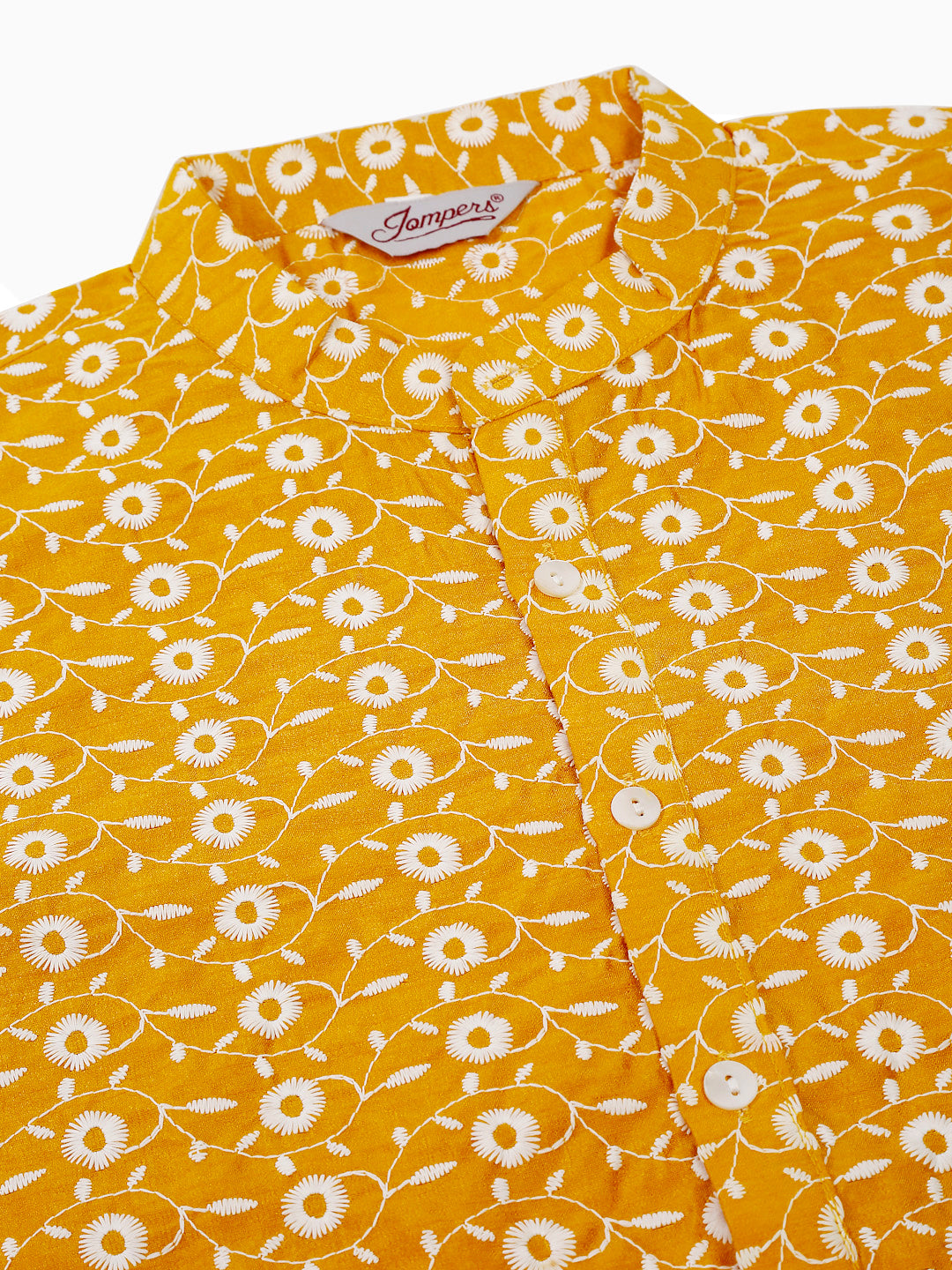 Jompers Men's Mustard Embroidered Kurta with Pyjamas