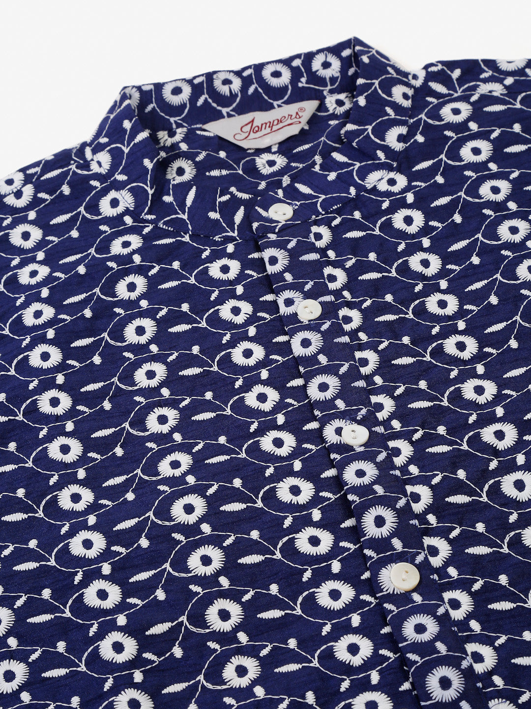 Jompers Men's Emroidered Kurta Payjama Sets - Navy Blue
