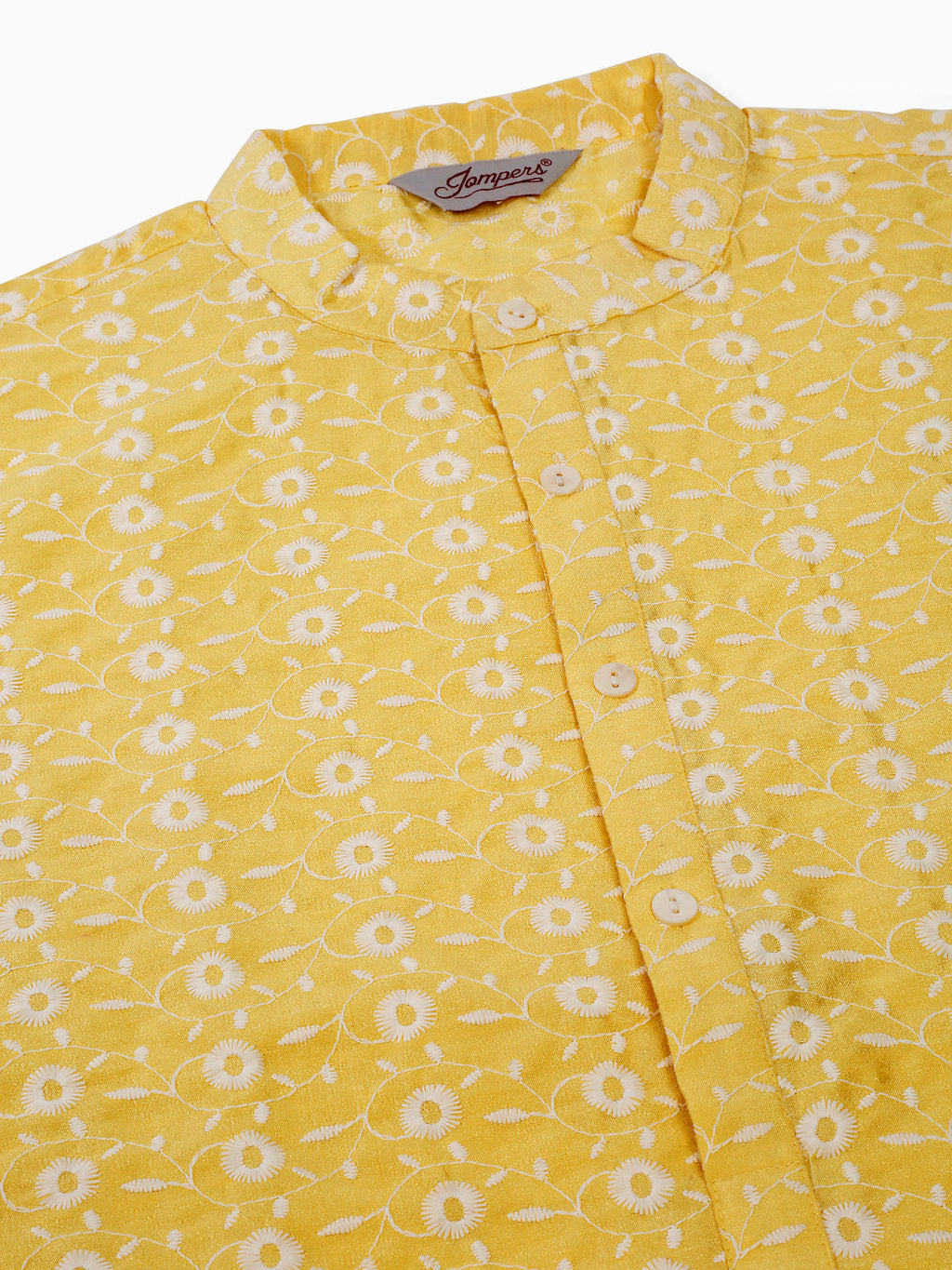 Jompers Men's Emroidered Kurta Payjama Sets - Yellow