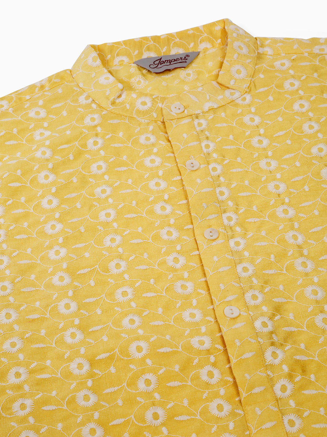 Jompers Men's Emroidered Kurta Payjama Sets - Yellow