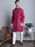 Jompers Men's Purple Dupion Silk Kurta with Churidar - Purple