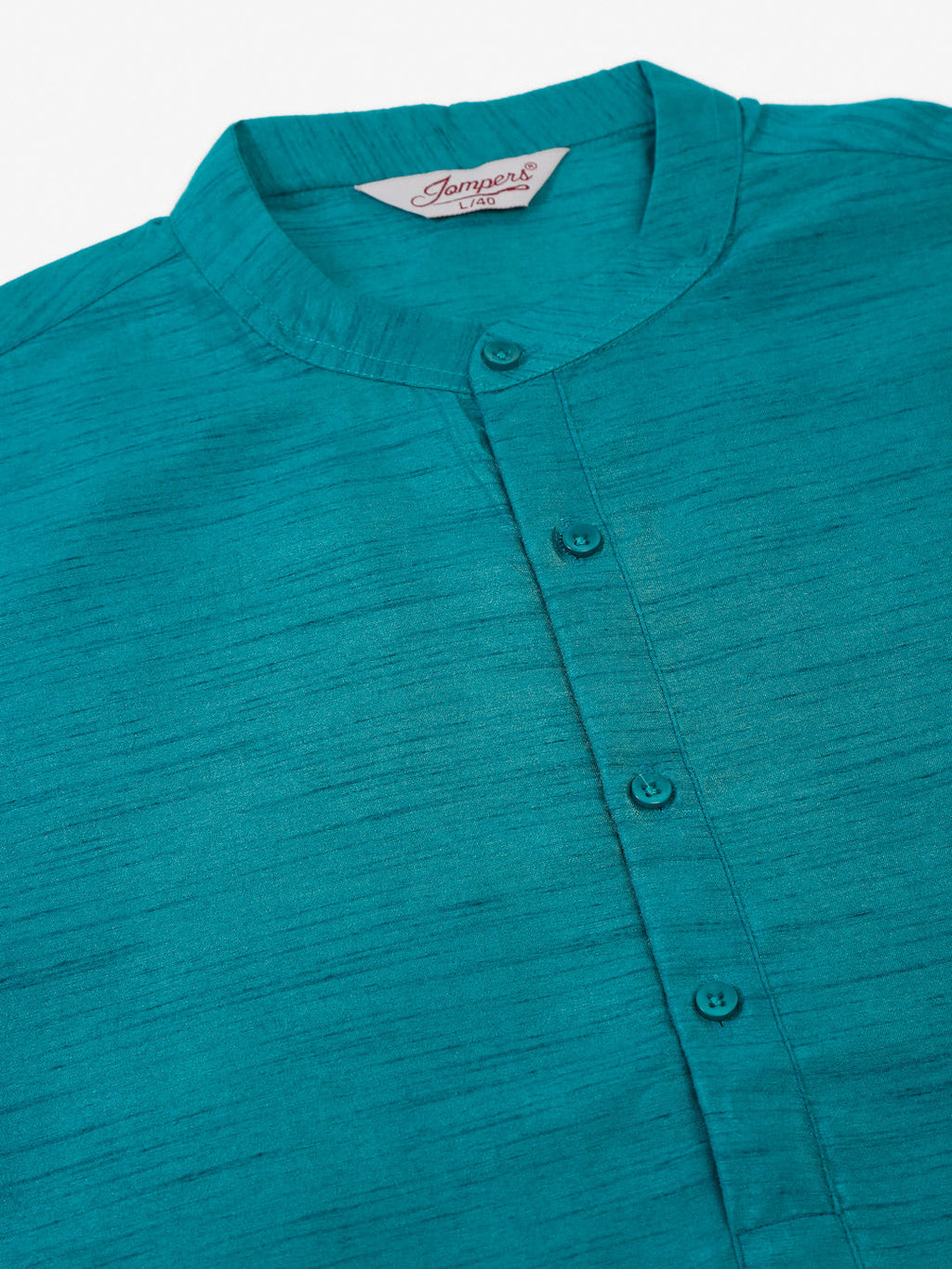Jompers Men's Solid Dupion Silk Kurta Payjama Set - Teal