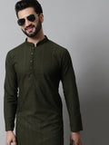 Jompers Men's Embroiderd Kurta Pajama - Olive