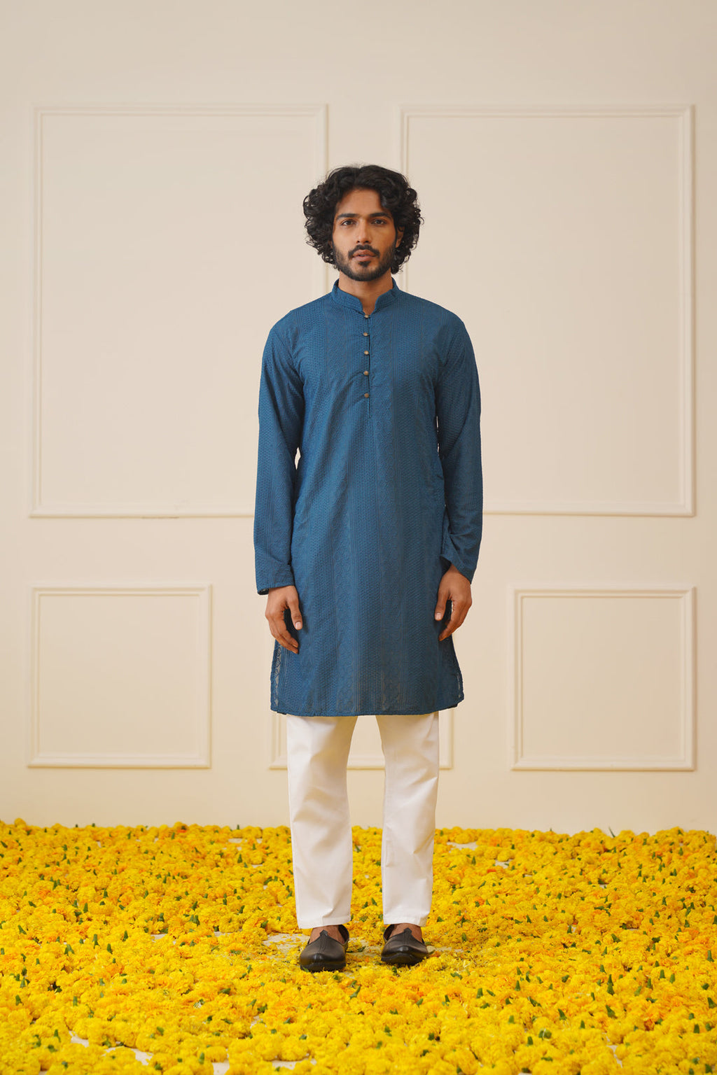 Jompers Men's Embroiderd Kurta Pajama - Teal