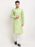 Jompers Men's Green Chikankari Kurta with Churidar