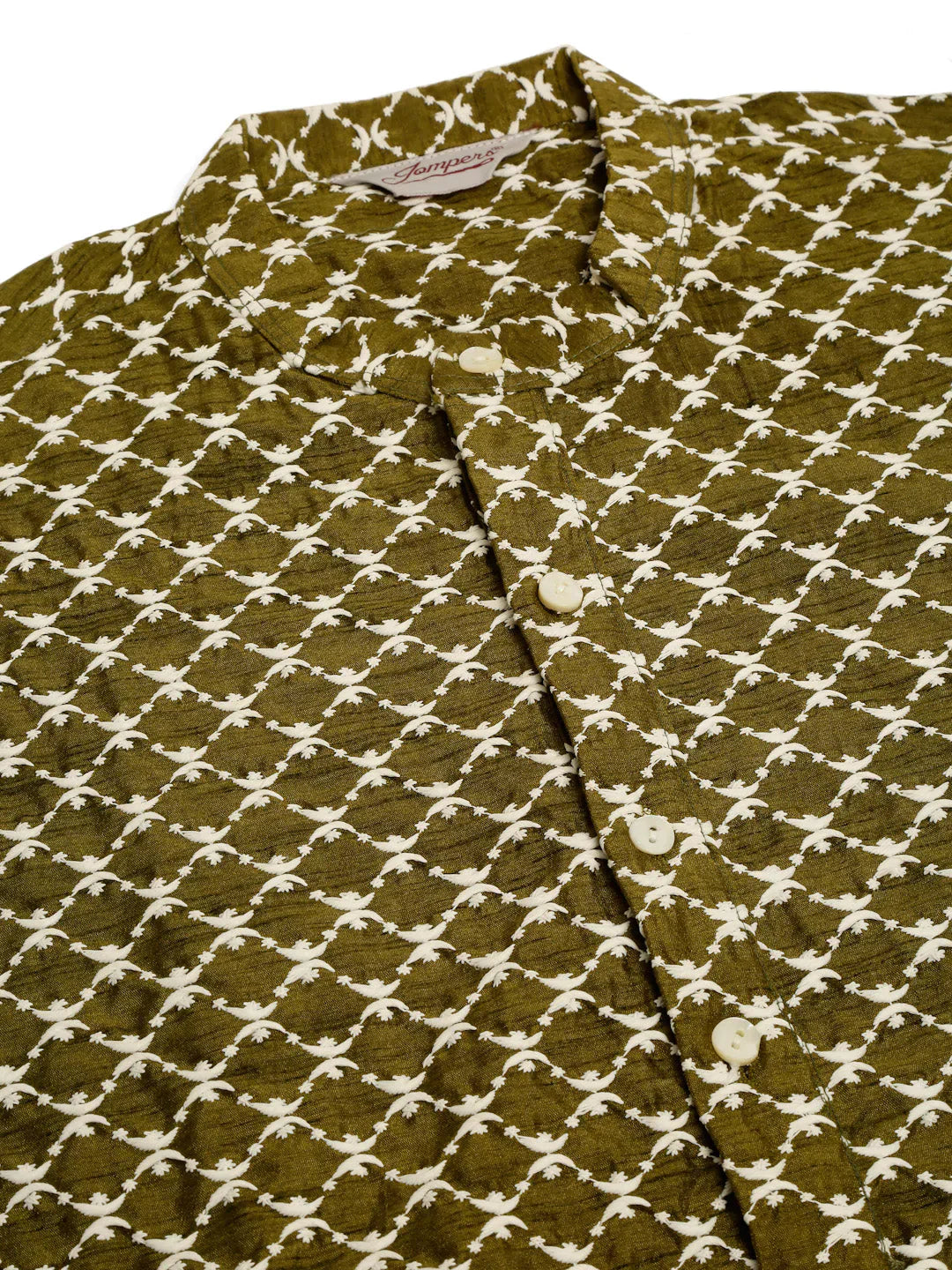 Jompers Men's Olive Green Chikankari Kurta with Churidar